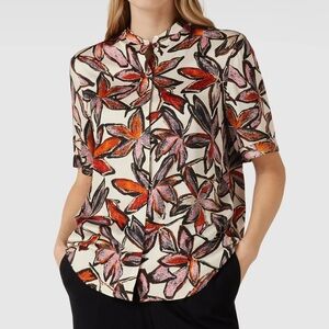BOSS Hugo Boss Befelina Floral Print Short Sleeve Button Up Blouse Size US 6